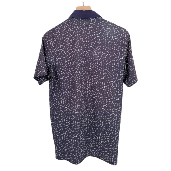 Greyson Men's Navy Patterned Dragonfly Golf Polo Shirt Small - Picture 2 of 7
